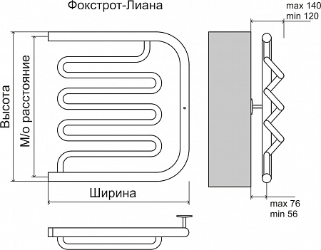 Фокстрот-Лиана AISI 500х500 Полотенцесушитель  TERMINUS Елец - фото 3