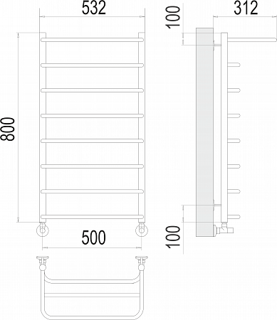 Полка П8 500х800  Полотенцесушитель  TERMINUS Елец - фото 3