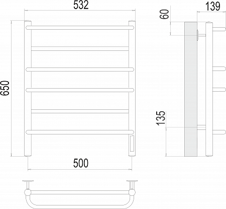 Евромикс П6 500х650 Электро Полотенцесушитель  TERMINUS Елец - фото 3