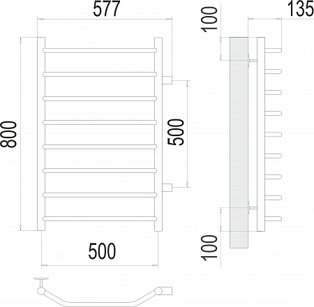 Виктория П8 500х800 бп500 Полотенцесушитель  TERMINUS Елец - фото 3