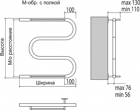 М-обр с/п AISI 32х2 500х500 Полотенцесушитель  TERMINUS Елец - фото 3