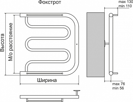 Фокстрот AISI 32х2 500х700 Полотенцесушитель  TERMINUS Елец - фото 3