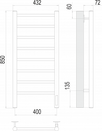 Аврора П8 400х850 Электро Полотенцесушитель  TERMINUS Елец - фото 3
