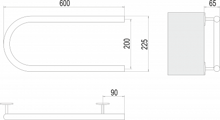 Электро 25 П-обр 600х200 Полотенцесушитель  TERMINUS Елец - фото 3